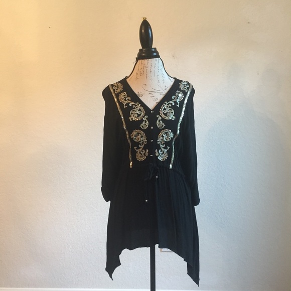 Nurture by Lamaze Tops - Nurture by Lamaze XL bohemian black gold blouse